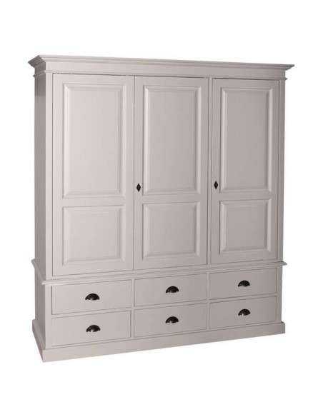 Armadio guardaroba country in legno massello a tre ante e cassetti  MS363