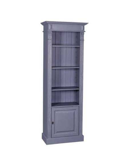 Libreria in legno colorata con antina e ripiani stile country e nordico MS176