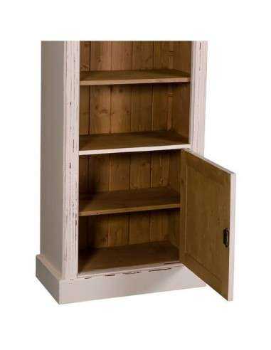 Libreria in legno colorata con antina e ripiani stile country e nordico MS176