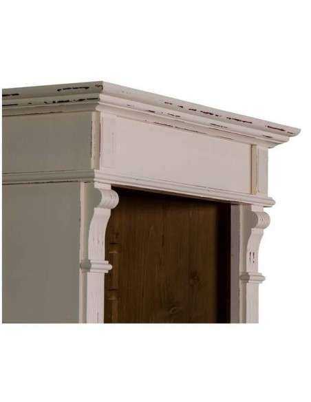 Libreria in legno colorata con antina e ripiani stile country e nordico MS176