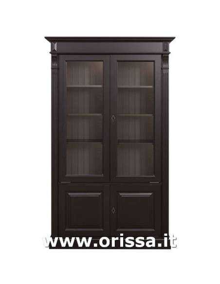Libreria in legno massello colorata con 4 ante e ripiani interni stile country e nordico MS177