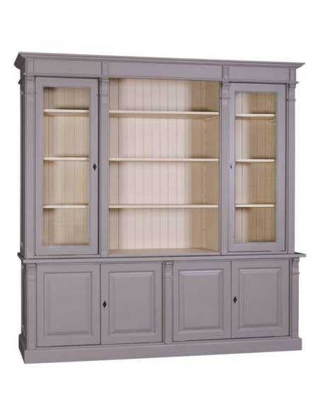 Libreria country legno massello di pino rustica o colorata 223cm MS72B+57S