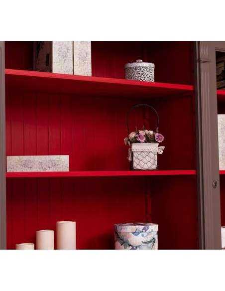 Libreria country legno massello di pino rustica o colorata 223cm MS72B+57S