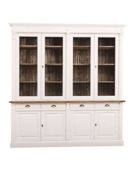 Libreria country chiusa legno di pino rustica o colorata con cassetti 223cm MS16B+72S
