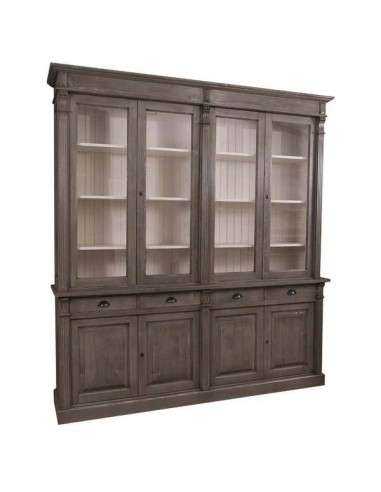 Libreria country chiusa legno di pino rustica o colorata con cassetti 223cm MS16B+72S
