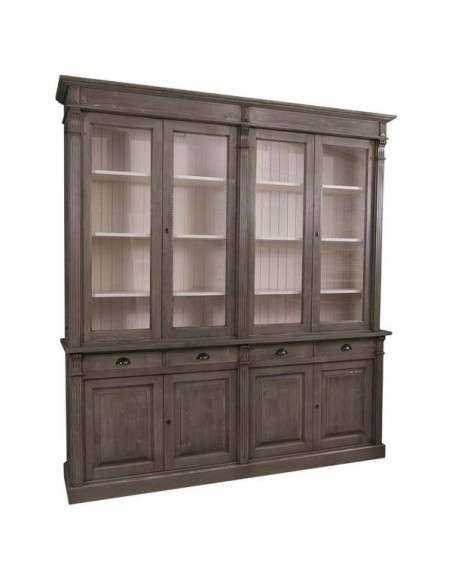 Libreria country chiusa legno di pino rustica o colorata con cassetti 223cm MS16B+72S