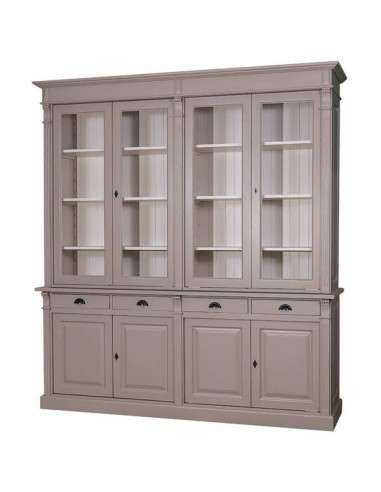 Libreria country chiusa legno di pino rustica o colorata con cassetti 223cm MS16B+72S