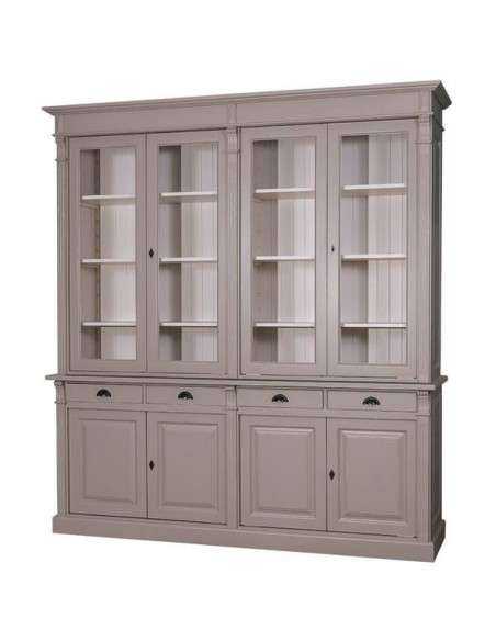 Libreria country chiusa legno di pino rustica o colorata con cassetti 223cm MS16B+72S