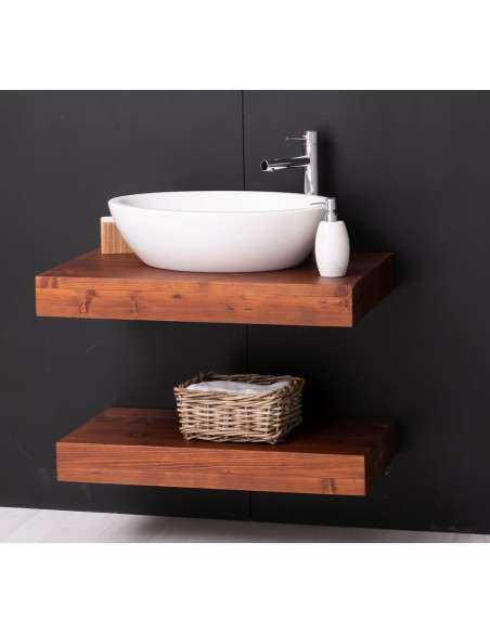 Mensola Sottolavabo Bagno in Legno Massello - Pino o Rovere da 80cm MS738