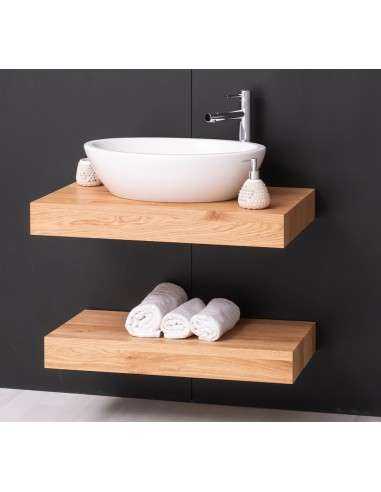 Mensola Sottolavabo Bagno in Legno Massello - Pino o Rovere da 80cm MS738