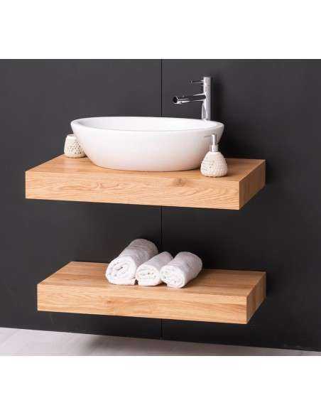 Mensola Sottolavabo Bagno in Legno Massello - Pino o Rovere da 80cm MS738