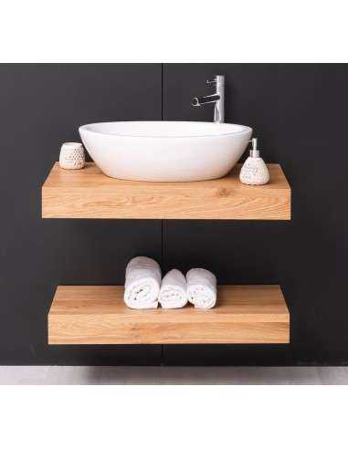 Mensola Sottolavabo Bagno in Legno Massello - Pino o Rovere da 80cm MS738
