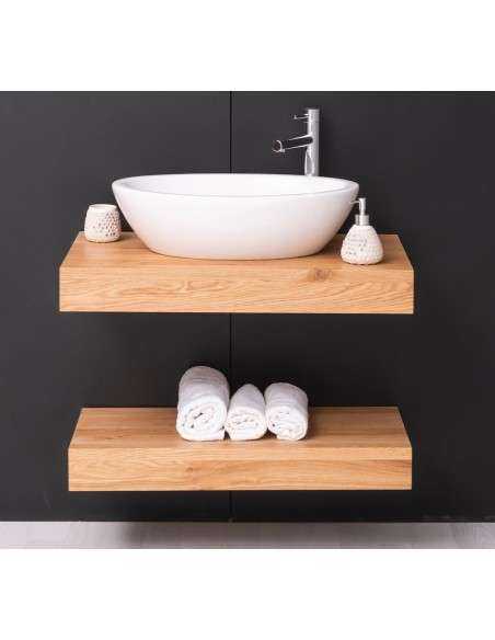 Mensola Sottolavabo Bagno in Legno Massello - Pino o Rovere da 80cm MS738