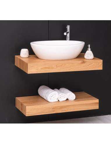 Mensola Sottolavabo Bagno in Legno Massello - Pino o Rovere da 80cm MS738