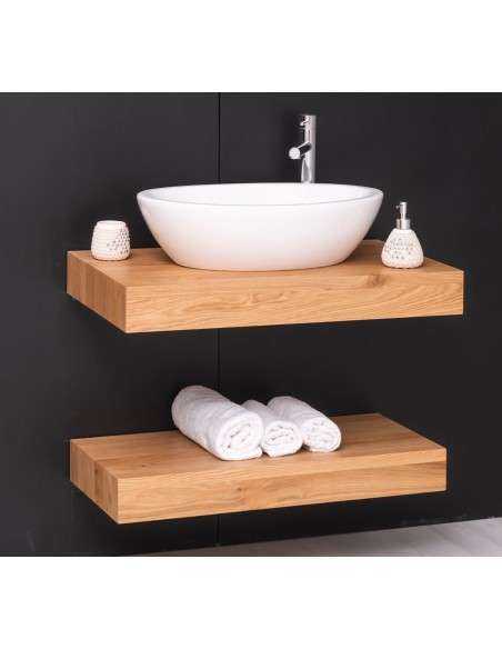 Mensola Sottolavabo Bagno in Legno Massello - Pino o Rovere da 80cm MS738