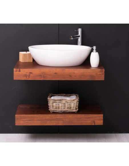 Mensola Sottolavabo Bagno in Legno Massello - Pino o Rovere da 80cm MS738