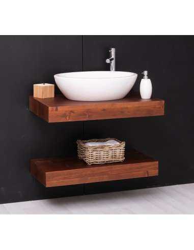 Mensola Sottolavabo Bagno in Legno Massello - Pino o Rovere da 90cm MS739