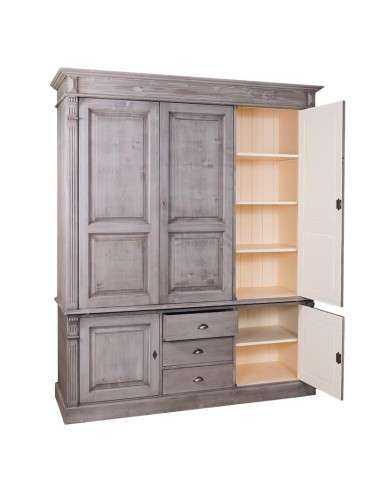 Armadio guardaroba stile country con ante e cassetti MS492