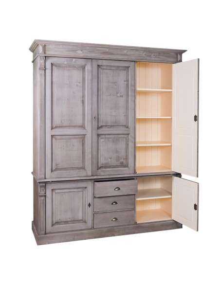 Armadio guardaroba stile country con ante e cassetti MS492