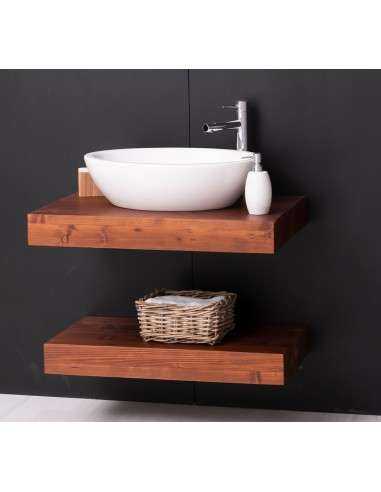 Mensola Sottolavabo Bagno in Legno Massello - Pino o Rovere da 90cm MS739