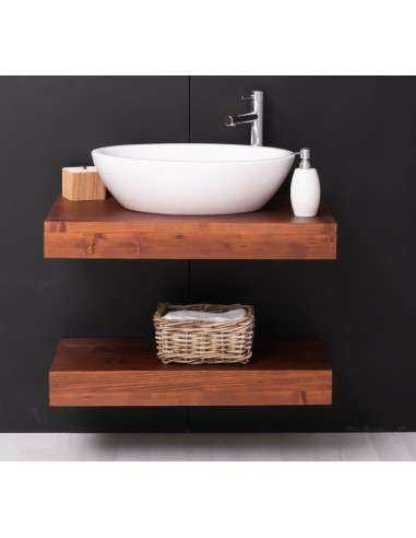 Mensola Sottolavabo Bagno in Legno Massello - Pino o Rovere da 90cm MS739