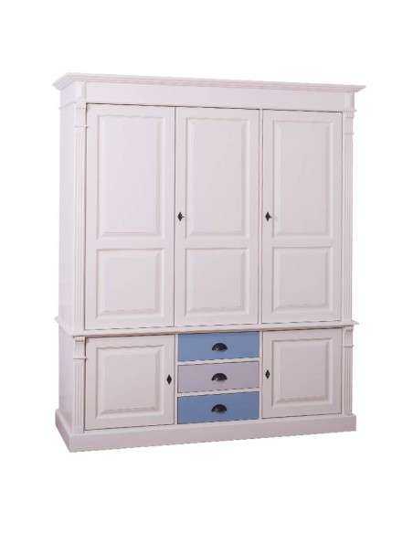 Armadio guardaroba stile country con ante e cassetti MS492