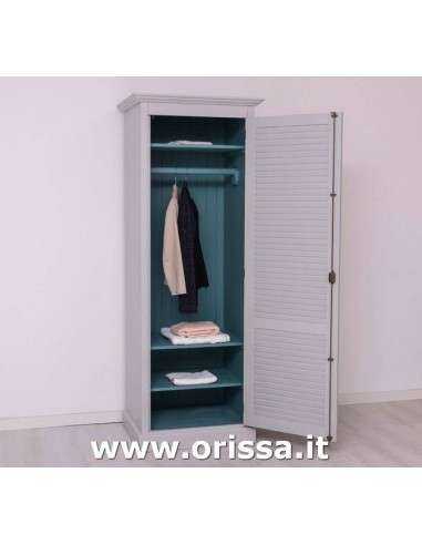 Armadio guardaroba stile country con anta singola a persiana MS617