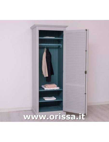 Armadio guardaroba stile country con anta singola a persiana MS617