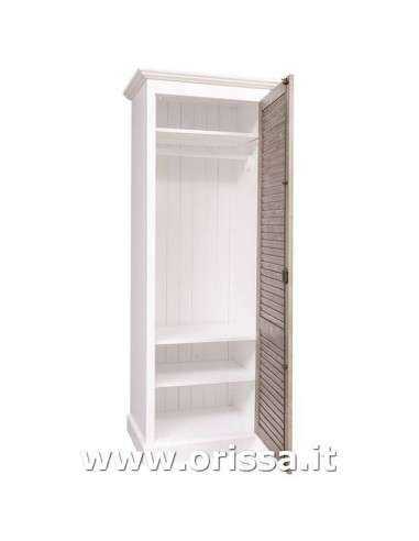 Armadio guardaroba stile country con anta singola a persiana MS617