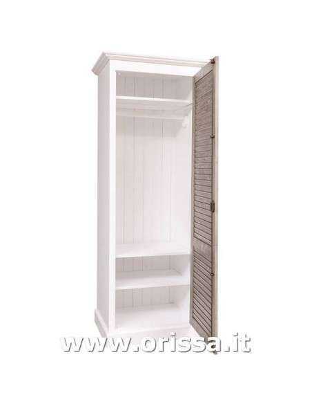 Armadio guardaroba stile country con anta singola a persiana MS617