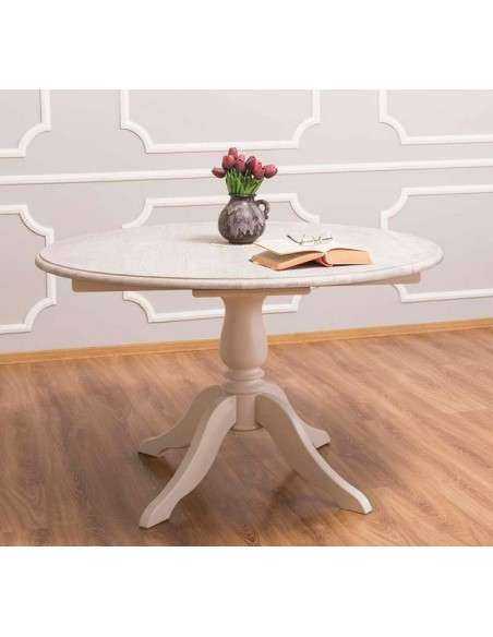 Tavolo rotondo con gamba centrale shabby chic - MS622
