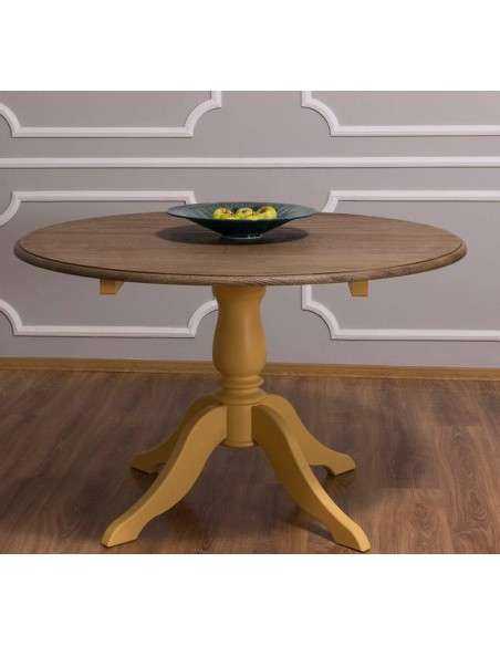 Tavolo rotondo con gamba centrale shabby chic - MS622