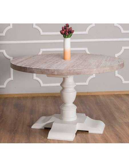 Tavolo rotondo con gamba centrale in legno massello diametro 130cm - MS676