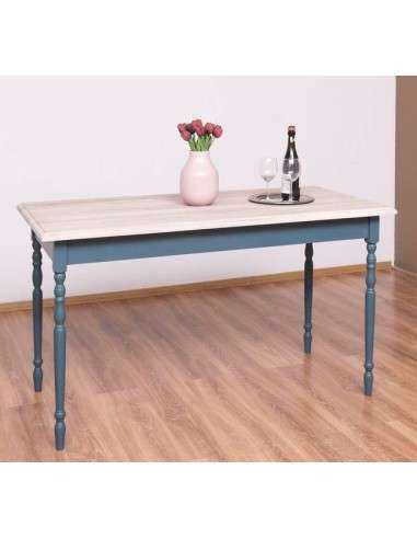 Tavolo da pranzo stile country chic 140cm gamba tornita legno massello MS660-140