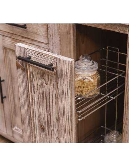 Cucina shabby chic in legno di pino – moduli affiancati con top su misura