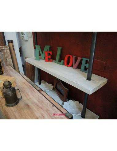 librerie da parete industrial chic - legno con supporti passanti in ferro battuto CX111