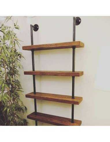 librerie da parete industrial chic - legno con supporti passanti in ferro battuto CX111