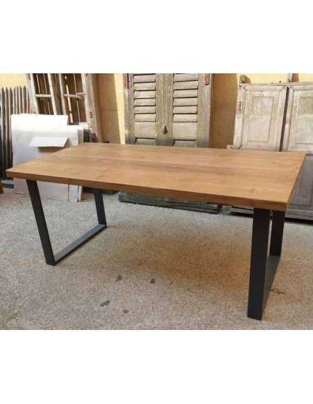 Tavolo rustico con assi da ponteggio e gambe ferro stile industrial CX060B