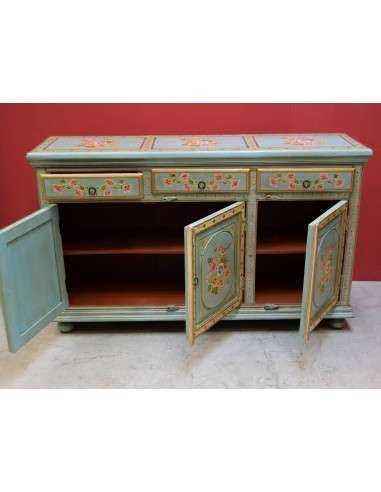 Credenza etnica indiana con decorazioni artigianali in legno massello TM165