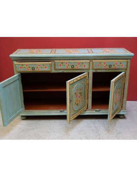 Credenza etnica indiana con decorazioni artigianali in legno massello TM165