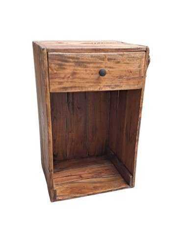 Comodino in legno massello con cassetto tipo cassetta frutta  NNTN176
