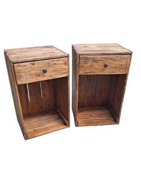 Comodino in legno massello con cassetto tipo cassetta frutta  NNTN176