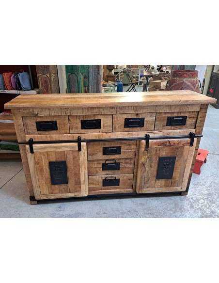 Credenza Rustica Jupiter Ante Scorrevole 7 cassetti 150cm AGB0664