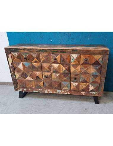 Credenza Recycle Indiana con Piedini in Ferro Battuto | Produzione Artigianale - 150x40cm AGB1042