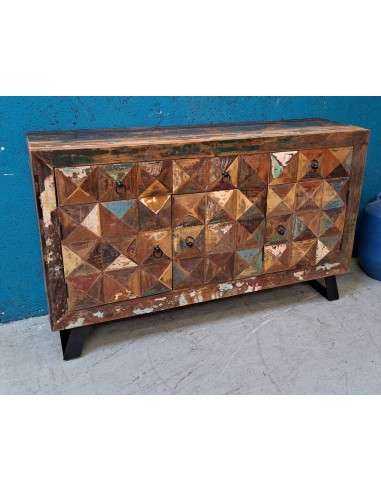 Credenza Recycle Indiana con Piedini in Ferro Battuto | Produzione Artigianale - 150x40cm AGB1042