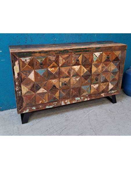 Credenza Recycle Indiana con Piedini in Ferro Battuto | Produzione Artigianale - 150x40cm AGB1042