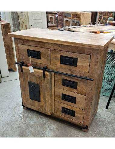 Credenza Rustica Jupiter Anta Scorrevole 5 cassetti 90cm AGB0665