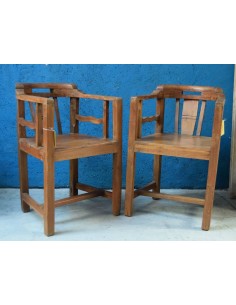 Poltroncina indiana in legno massello di teak epoca coloniale TR137 2