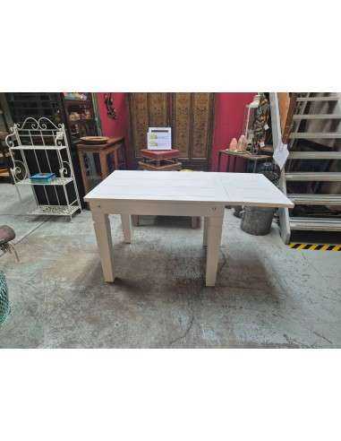Tavolo legno massello bianco con allungo 100/140 x 75cm CX208