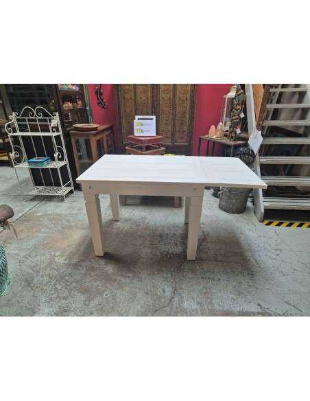 Tavolo legno massello bianco con allungo 100/140 x 75cm CX208